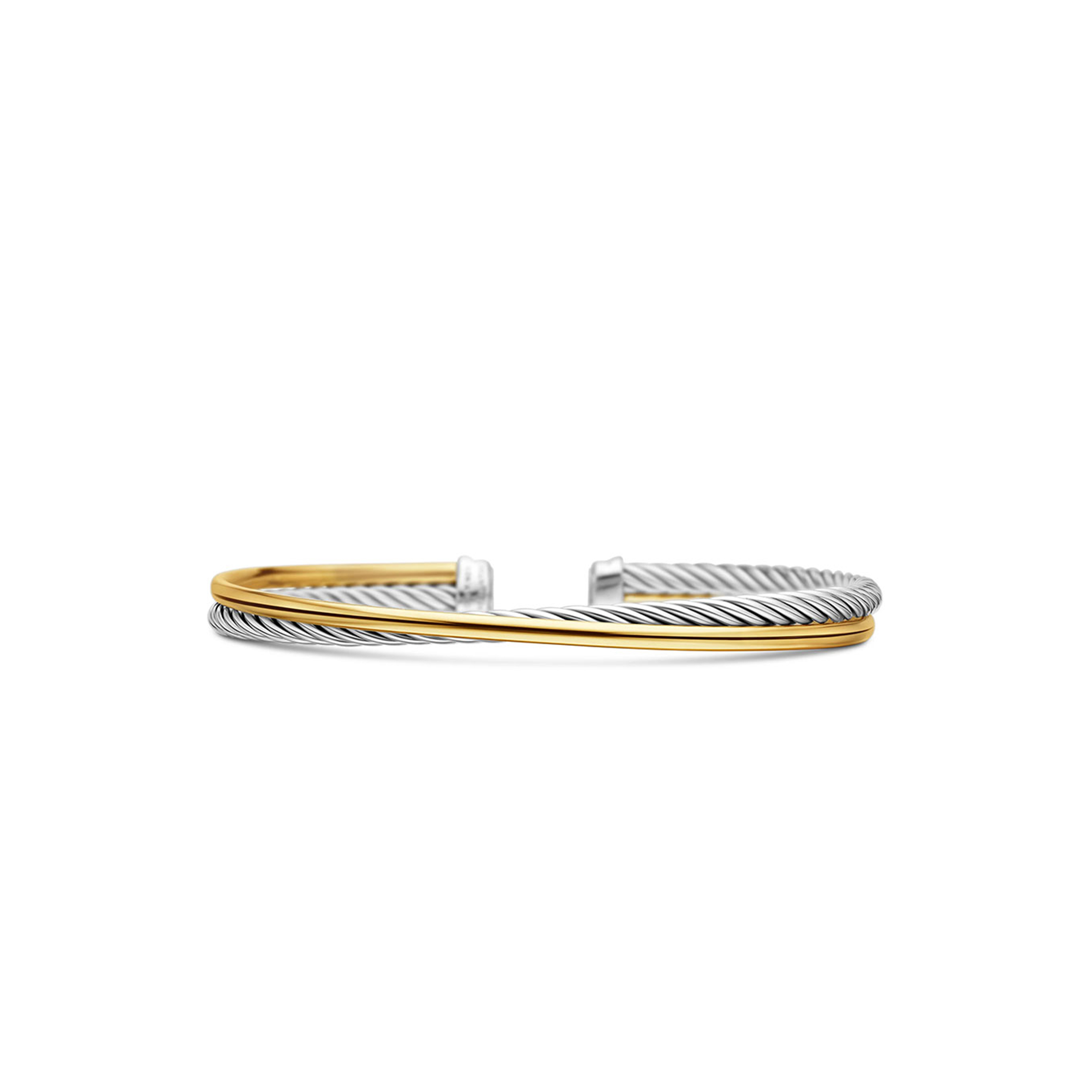DAVID YURMAN CROSSOVER BRACELET STERLING SILVER WITH 18K YELLOW GOLD, 3MM B14191 S8 DAVID YURMAN CROSSOVER BRACELET STERLING SILVER WITH 18K YELLOW GOLD, 3MM B14191 S8
